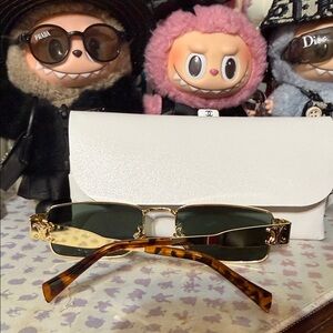 Gold Sunglasses with Green Lenses